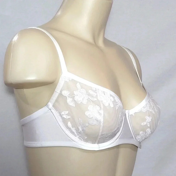 34C Felina 190013 Sabrina Sheer‎ Lace Demi UW Bra White NWT - Picture 3 of 13